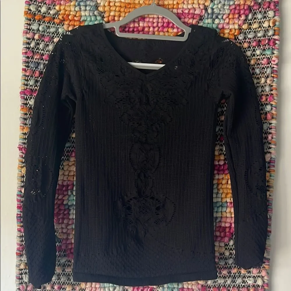 Free People Black  Long Sleeve Blouse